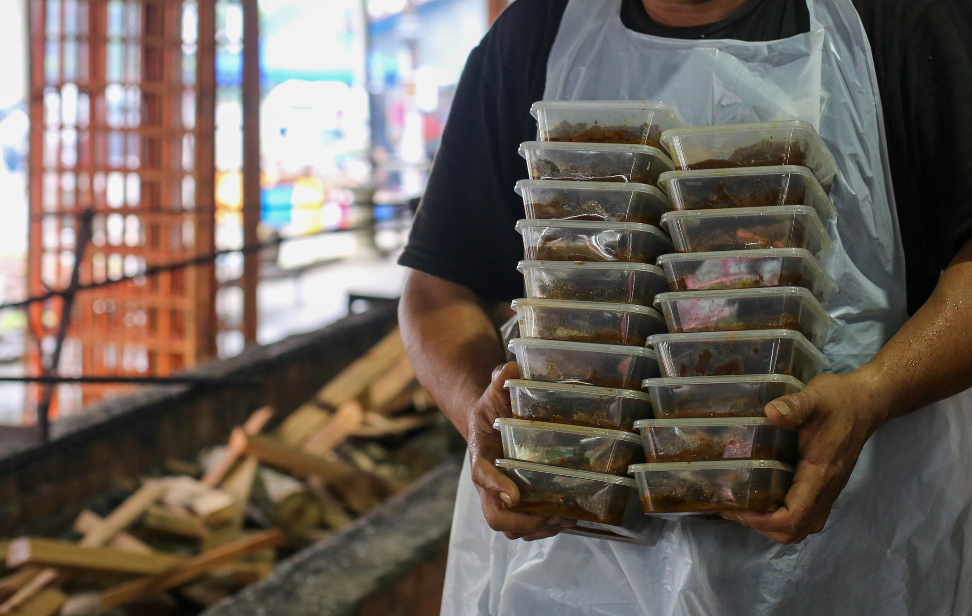 Lemang (Glutinous Rice Cooked with Coconut Milk in Hollowed Bamboo) Preparation